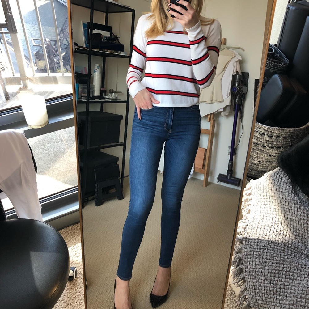 Red and white striped sweater